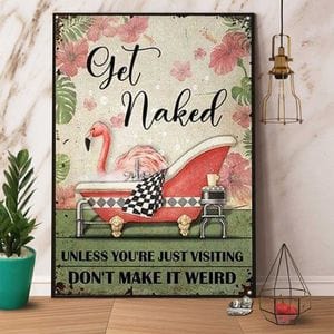 Flamingo In Bathtub Get Naked Poster, Canvas