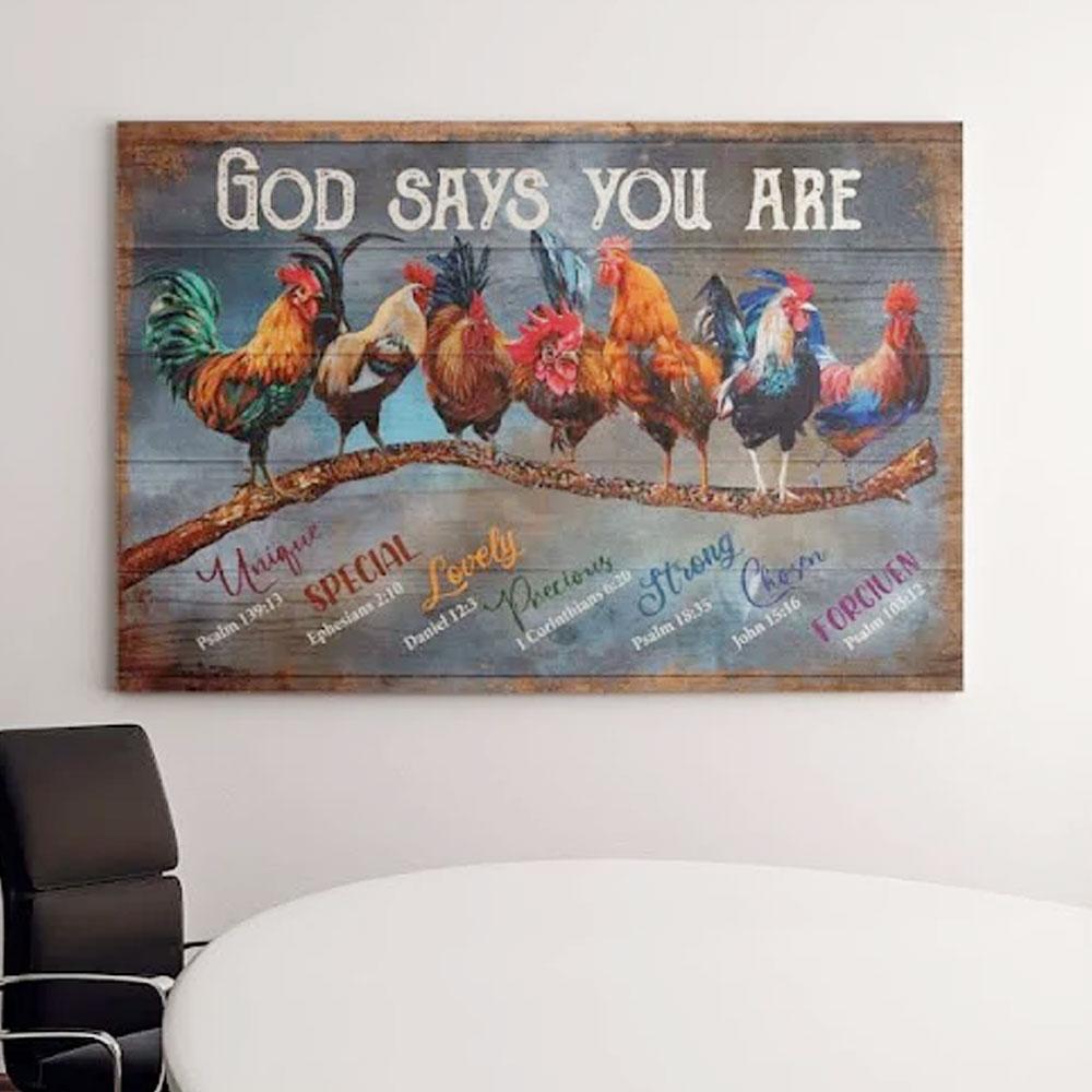 God Says You Are Chicken Poster, Canvas