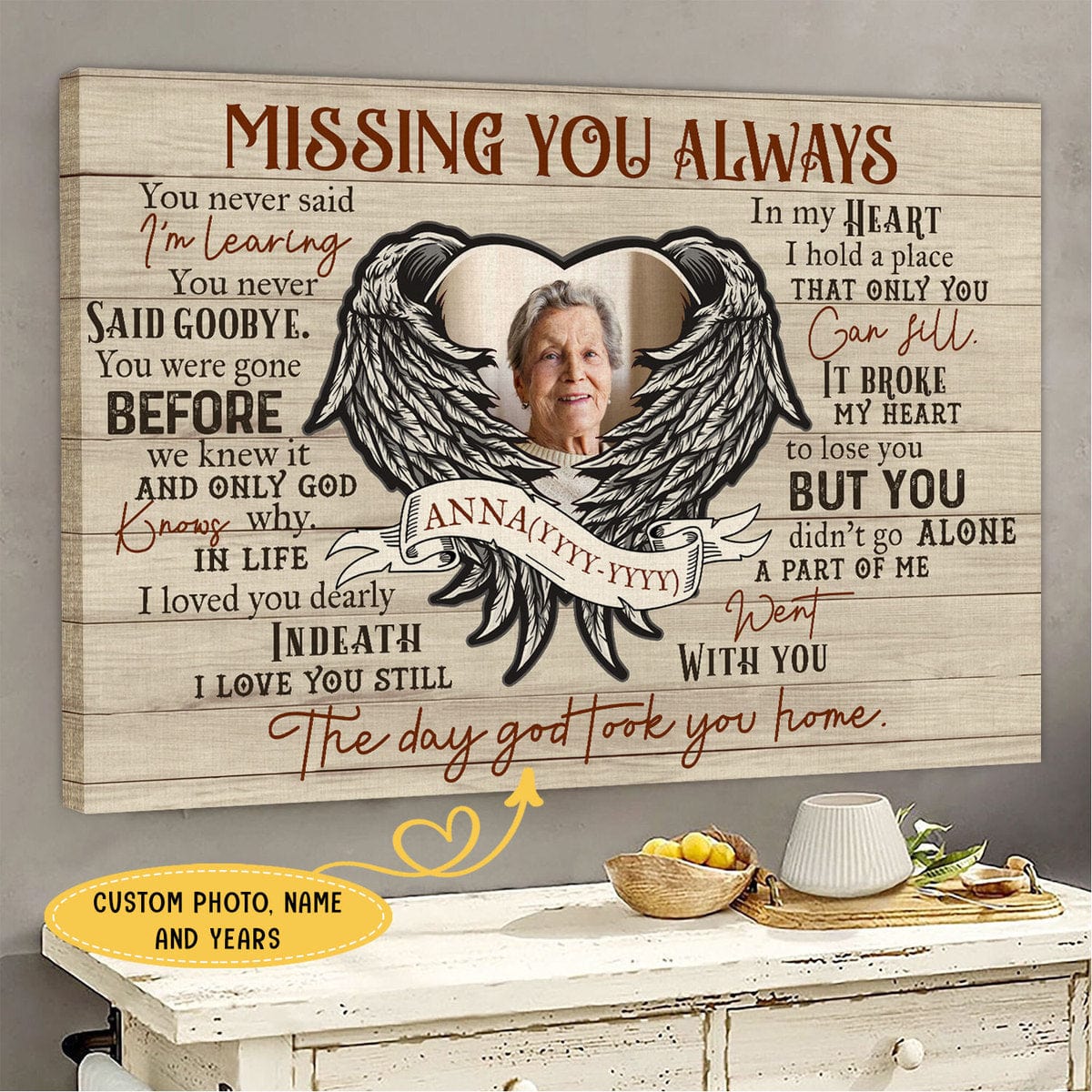 Missing You Always Personalized Memorial Poster, Canvas