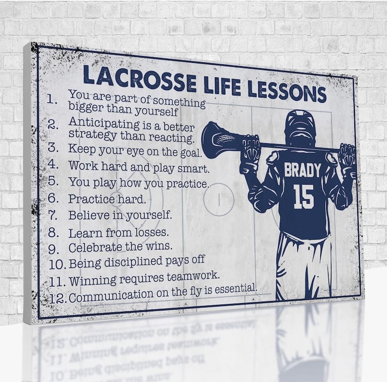 Personalized Lacrosse Life Lessons Poster, Canvas