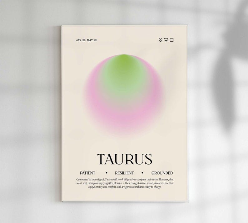 Taurus Spiritual Star Sign Poster, Canvas